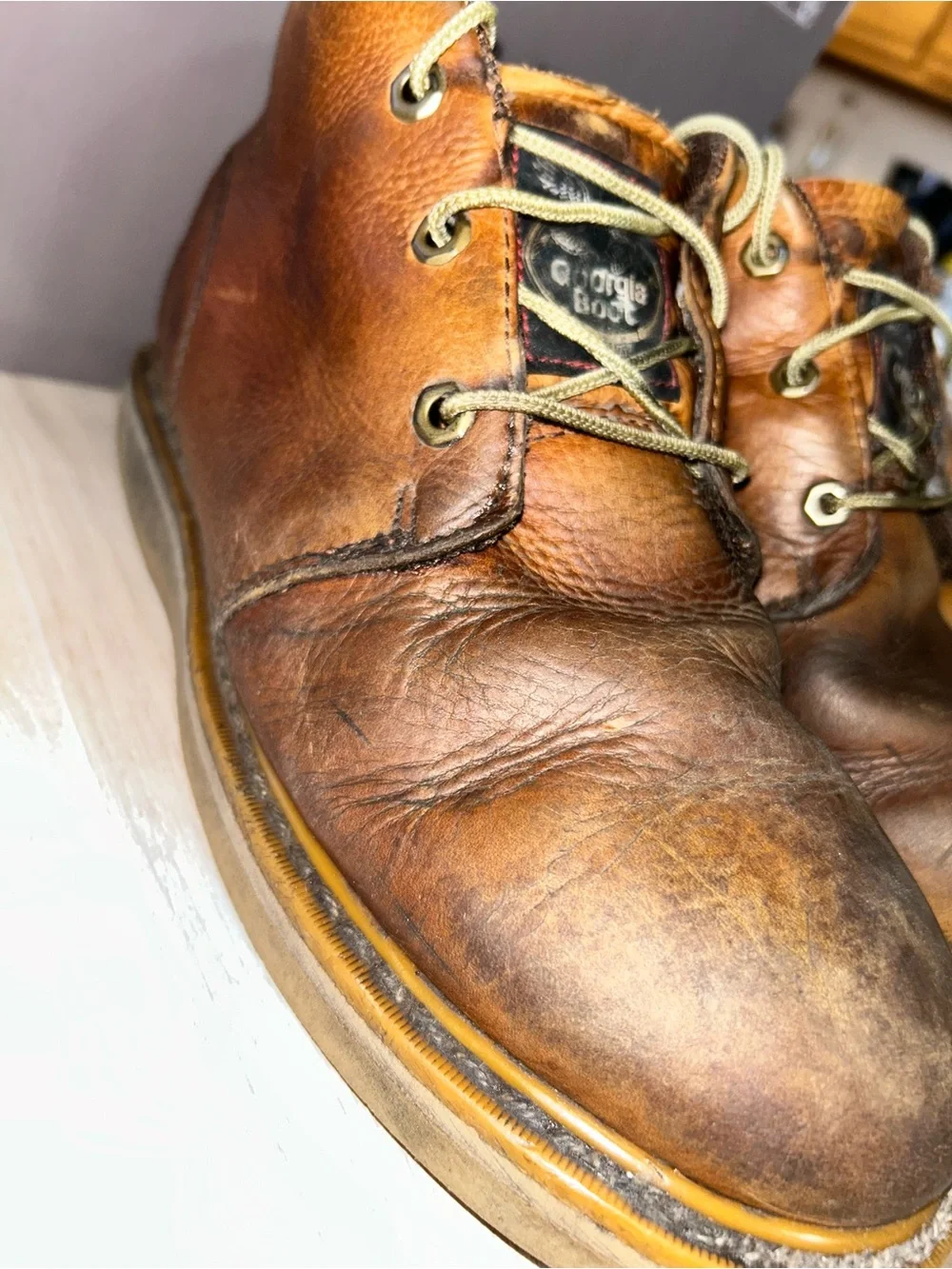 Georgia Men's GB1222 Wedge Chukka Work Hunting Soft Toe Boots Leather Size 8.5